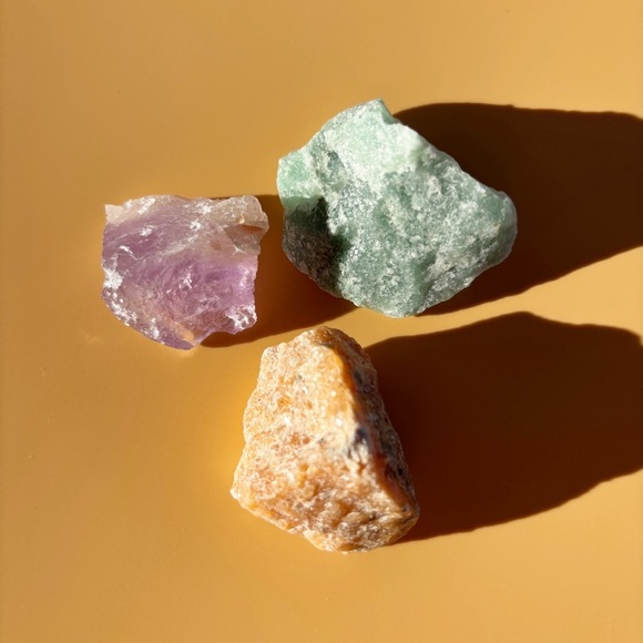 Mind Body Heart Crystal Trio | Amethyst, Green Quartz & Orchid Calcite | Healing - Picture 7 of 9